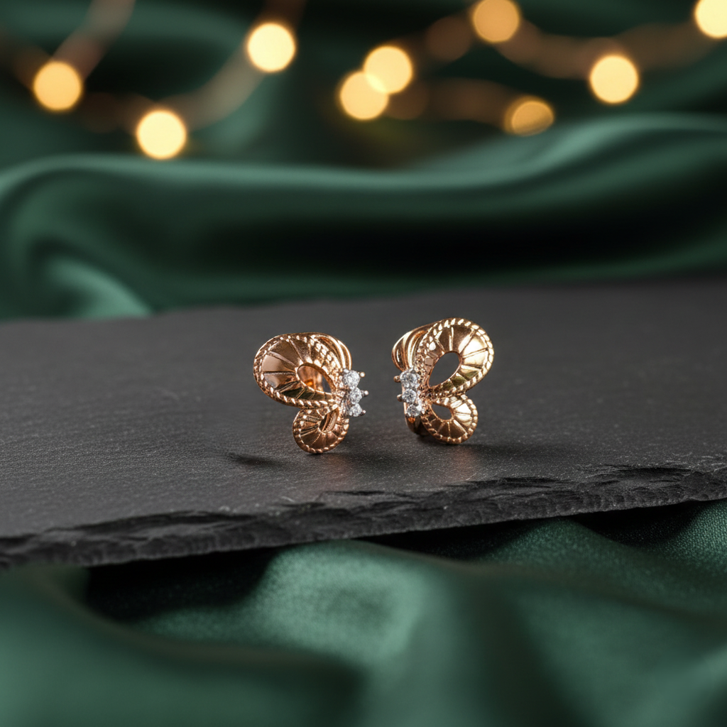 Butterfly Wings Earrings - Rose Gold